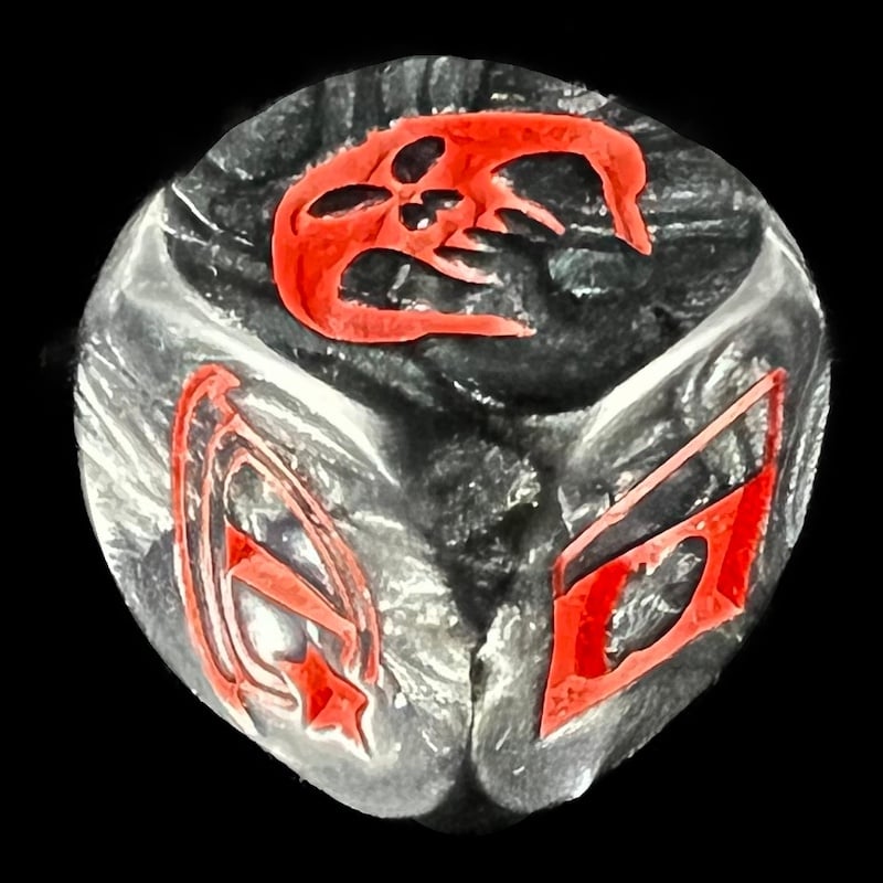 HALF PRICE CLEARANCE Pearl Black Mutant Balrog Demon Logos D6 Dice