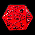 Gaming Pin Badge red D20 'You're Fucked'