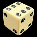 Q Workshop Opaque Ivory & Black Skull Dice of Death D6 Spot Dice EXCLUSIVE