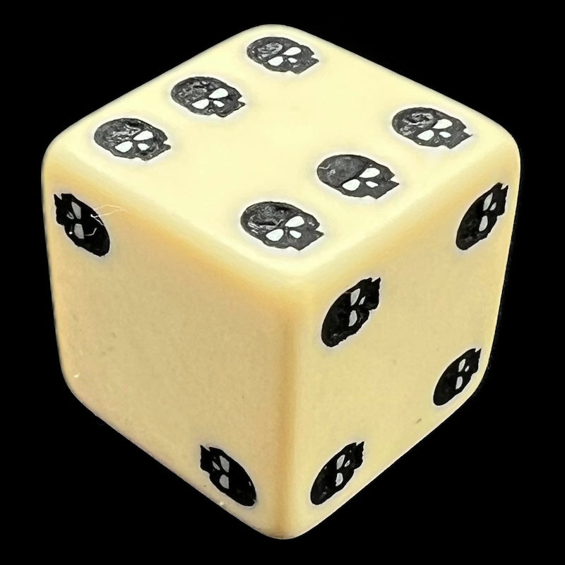 Q Workshop Opaque Ivory & Black Skull Dice of Death D6 Spot Dice EXCLUSIVE