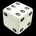 Q Workshop Opaque White & Black Skull Dice of Death D6 Spot Dice EXCLUSIVE