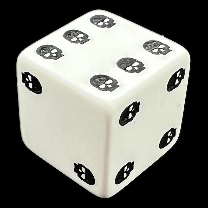 Q Workshop Opaque White & Black Skull Dice of Death D6 Spot Dice EXCLUSIVE