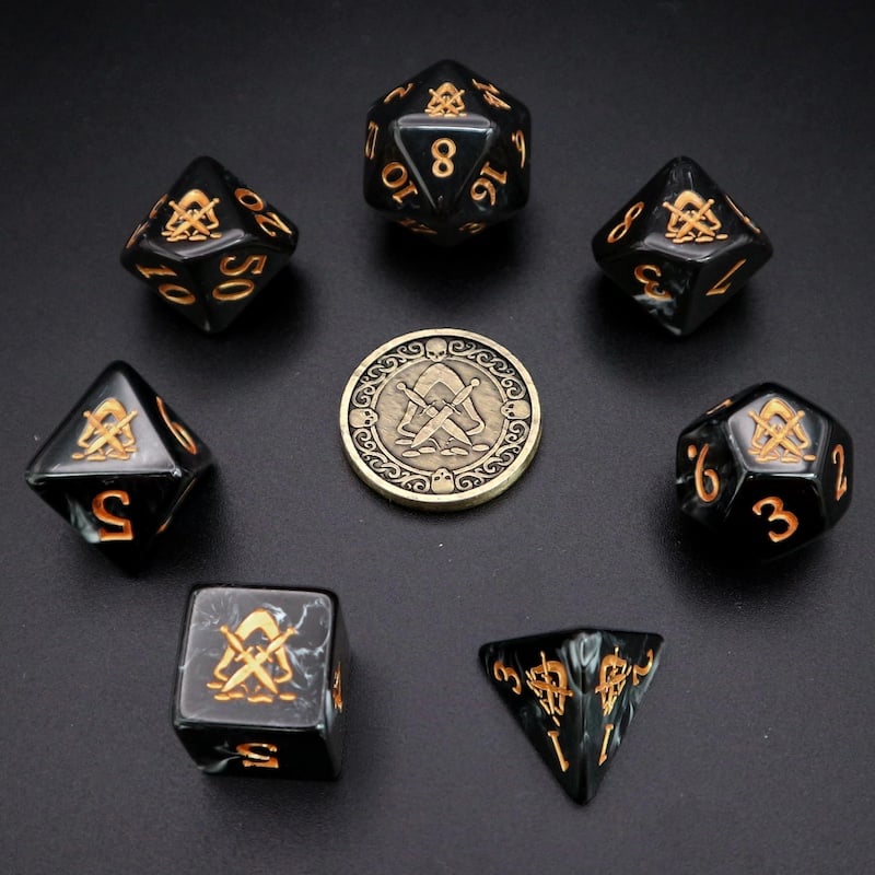 Dice Tomes Rogue 7 Dice Polyset + Coin