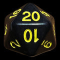 Role 4 Initiative Opaque Black & Yellow D20 Dice