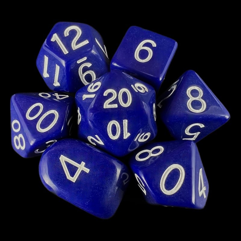 Role 4 Initiative Opaque Dark Blue & White 7 Dice Polyset with Arch D4