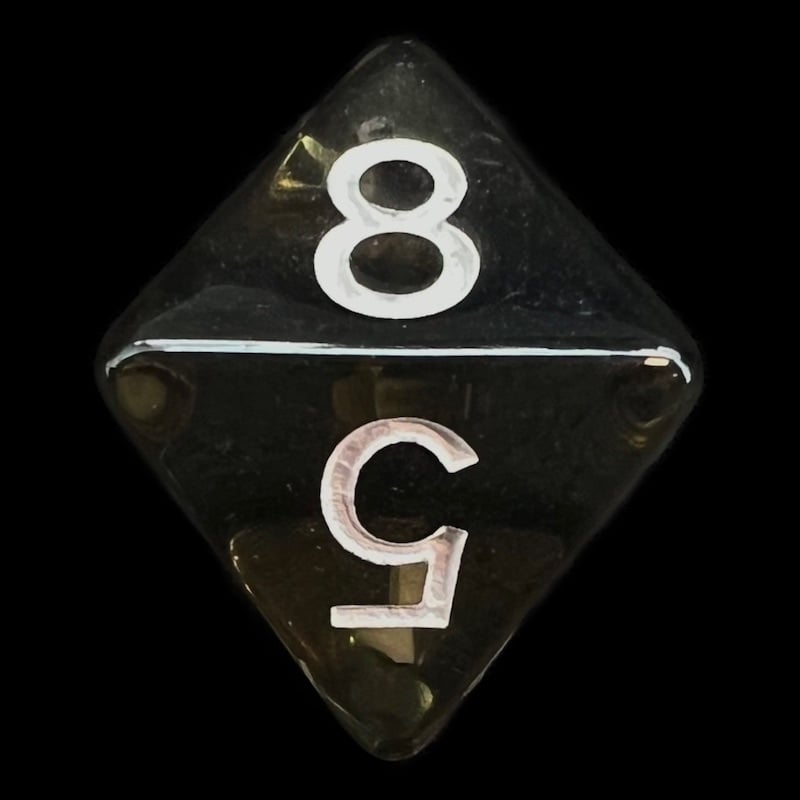 Role 4 Initiative Translucent Smoke Black & White D8 Dice