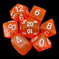 Role 4 Initiative Translucent Blood Orange & White 7 Dice Polyset with Arch D4