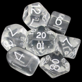 Role 4 Initiative Translucent Clear & White 7 Dice Polyset with Arch D4