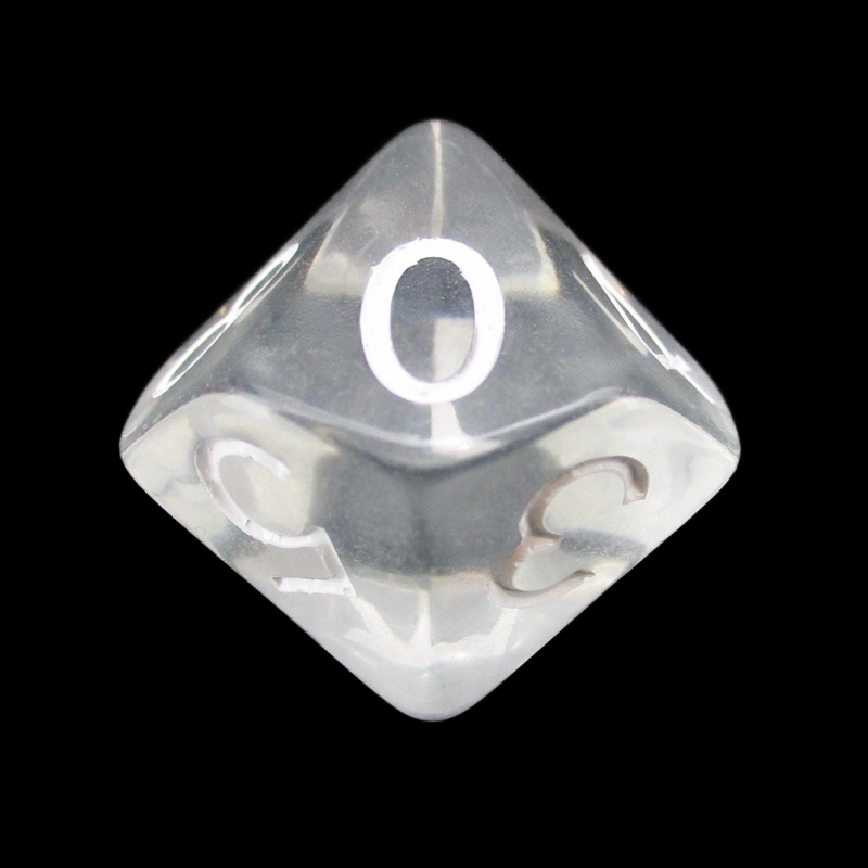 Role 4 Initiative Translucent Clear & White D10 Dice