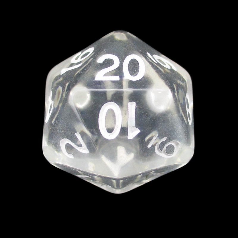 Role 4 Initiative Translucent Clear & White Balanced D20 Dice
