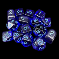 Role 4 Initiative Translucent Dark Blue & Light Blue 15 Dice Polyset with Arch D4s