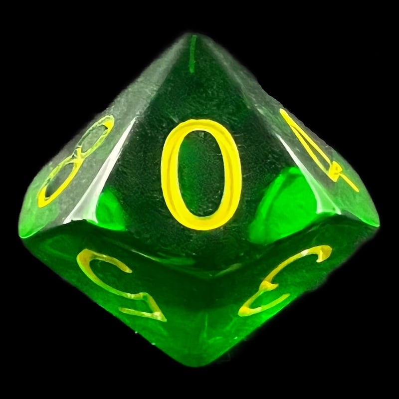 Role 4 Initiative Translucent Dark Green & Yellow D10 Dice
