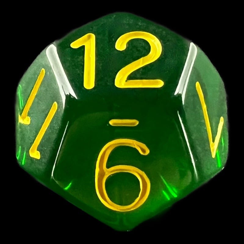 Role 4 Initiative Translucent Dark Green & Yellow D12 Dice