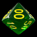 Role 4 Initiative Translucent Dark Green & Yellow Percentile Dice