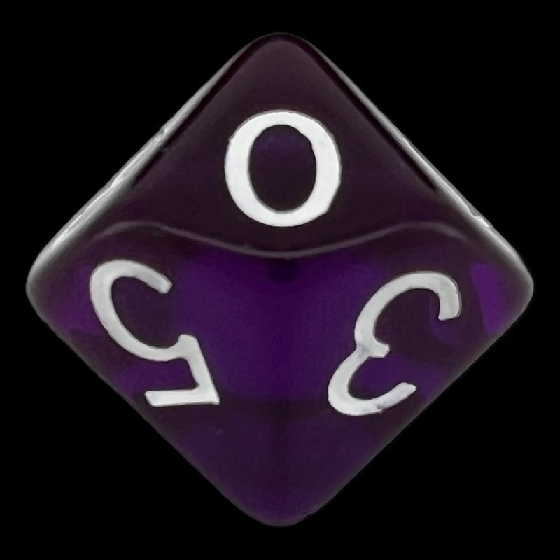 Role 4 Initiative Translucent Dark Purple & White D10 Dice
