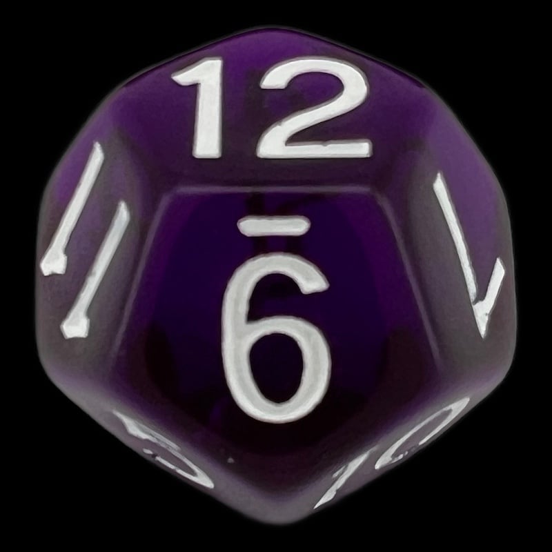 Role 4 Initiative Translucent Dark Purple & White D12 Dice
