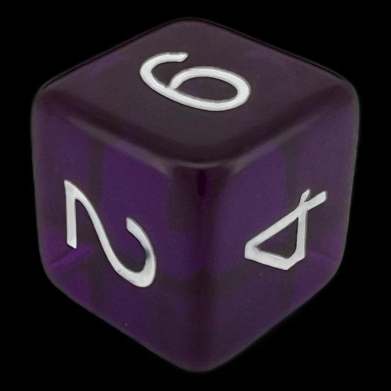 Role 4 Initiative Translucent Dark Purple & White D6 Dice