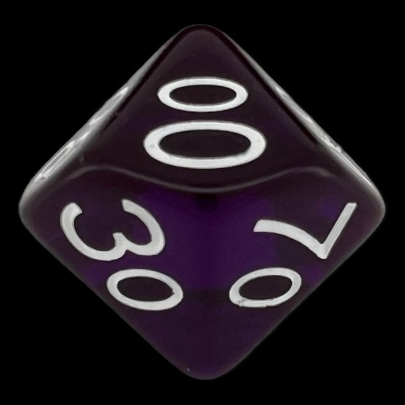 Role 4 Initiative Translucent Dark Purple & White Percentile Dice