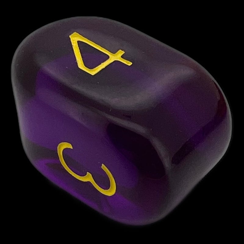 Role 4 Initiative Translucent Dark Purple & Yellow Arch  D4 Dice