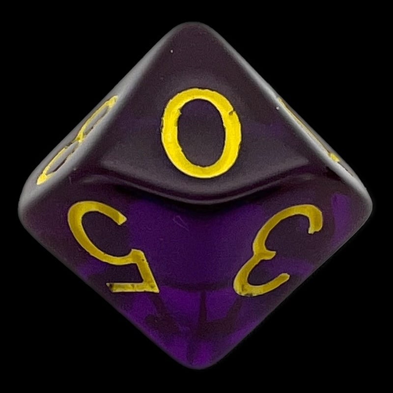 Role 4 Initiative Translucent Dark Purple & Yellow D10 Dice