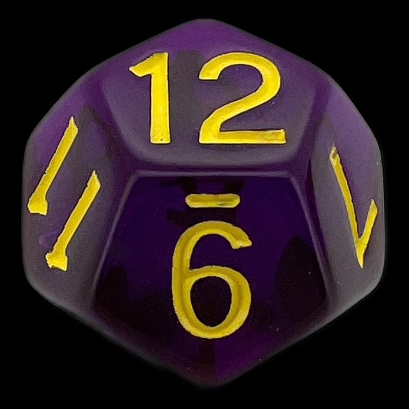 Role 4 Initiative Translucent Dark Purple & Yellow D12 Dice