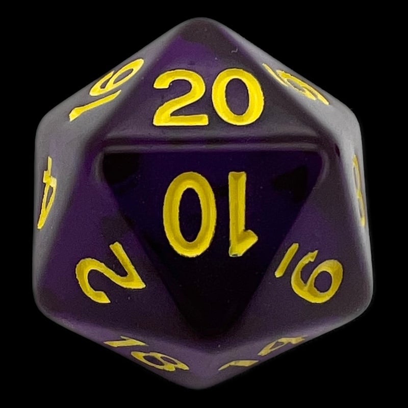 Role 4 Initiative Translucent Dark Purple & Yellow D20 Dice