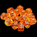 Role 4 Initiative Translucent Orange & Light Orange 15 Dice Polyset with Arch D4s