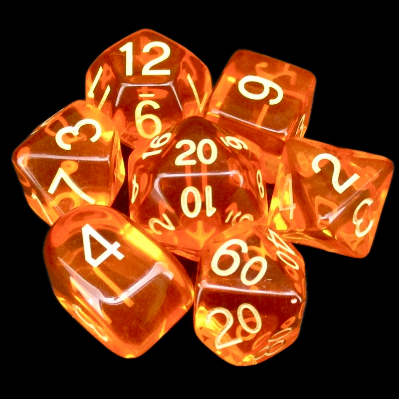 Role 4 Initiative Translucent Orange & Light Orange 7 Dice Polyset with Arch D4