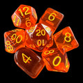 Role 4 Initiative Translucent Pumpkin Orange & Yellow 7 Dice Polyset with Arch D4