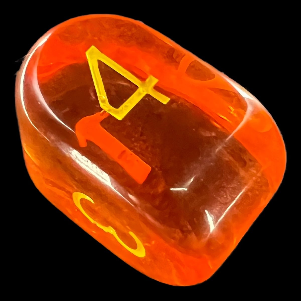 Role 4 Initiative Translucent Pumpkin Orange & Yellow Arch D4 Dice