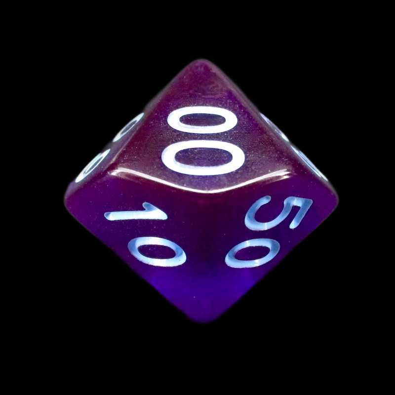 HALF PRICE CLEARANCE Role 4 Initiative Translucent Purple & Blue Percentile Dice