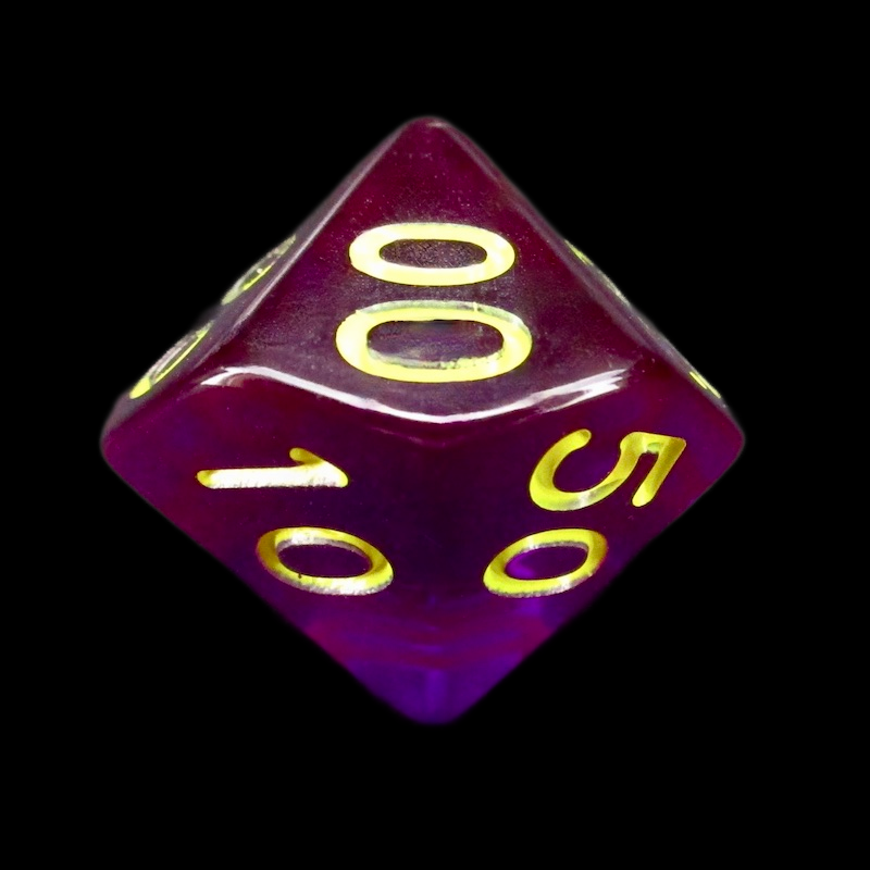 HALF PRICE CLEARANCE Role 4 Initiative Translucent Purple & Gold Percentile Dice