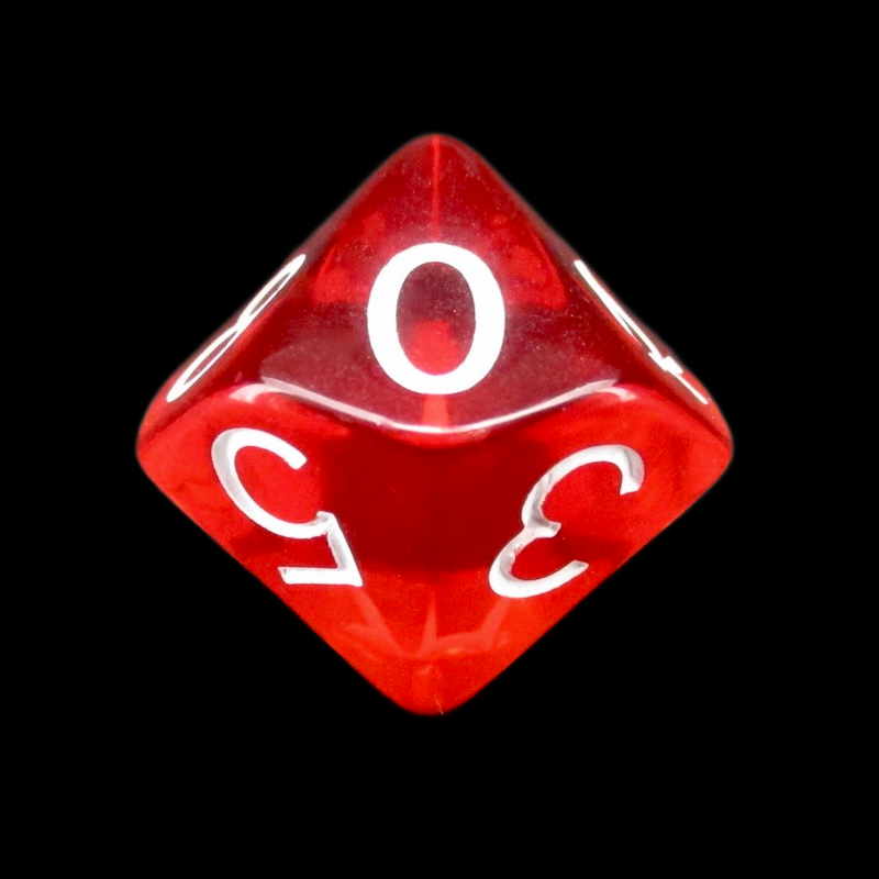 Role 4 Initiative Translucent Red & White D10 Dice