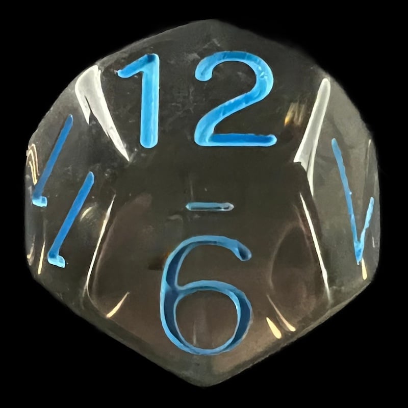 Role 4 Initiative Translucent Smoke Black & Blue D12 Dice