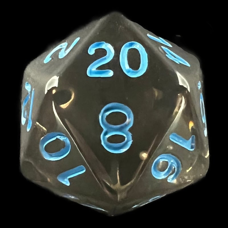 Role 4 Initiative Translucent Smoke Black & Blue D20 Dice