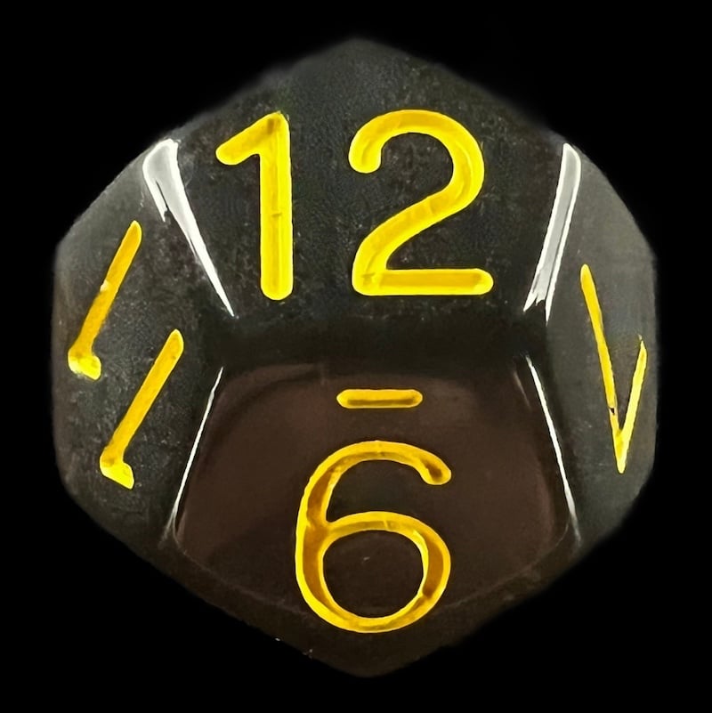 Role 4 Initiative Translucent Smoke Black & Yellow D12 Dice