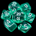 Role 4 Initiative Translucent Teal & White 7 Dice Polyset with Arch D4