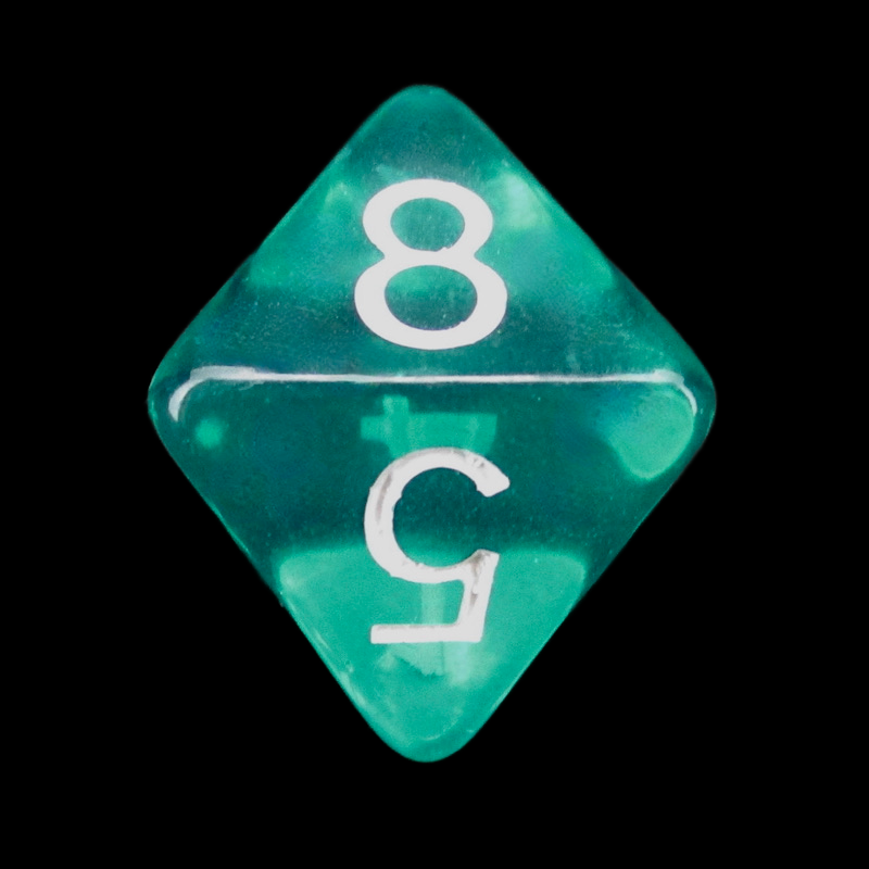 Role 4 Initiative Translucent Teal & White D8 Dice