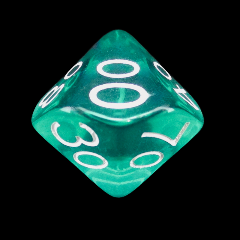 Role 4 Initiative Translucent Teal & White Percentile Dice