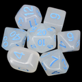 Role 4 Initiative Translucent White & Light Blue 7 Dice Polyset with Arch D4