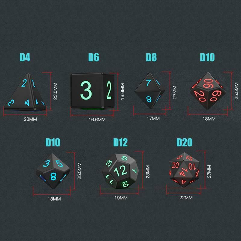 HALF PRICE TDSO Rechargeable Flashing LED 7 Dice Polyset With Charging Case