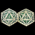 TDSO Metal Crit & Miss Ancient Bronze &amp; Green Enamel D2 Dice Coin