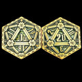 TDSO Metal Crit & Miss Ancient Golden & Green Enamel D2 Dice Coin
