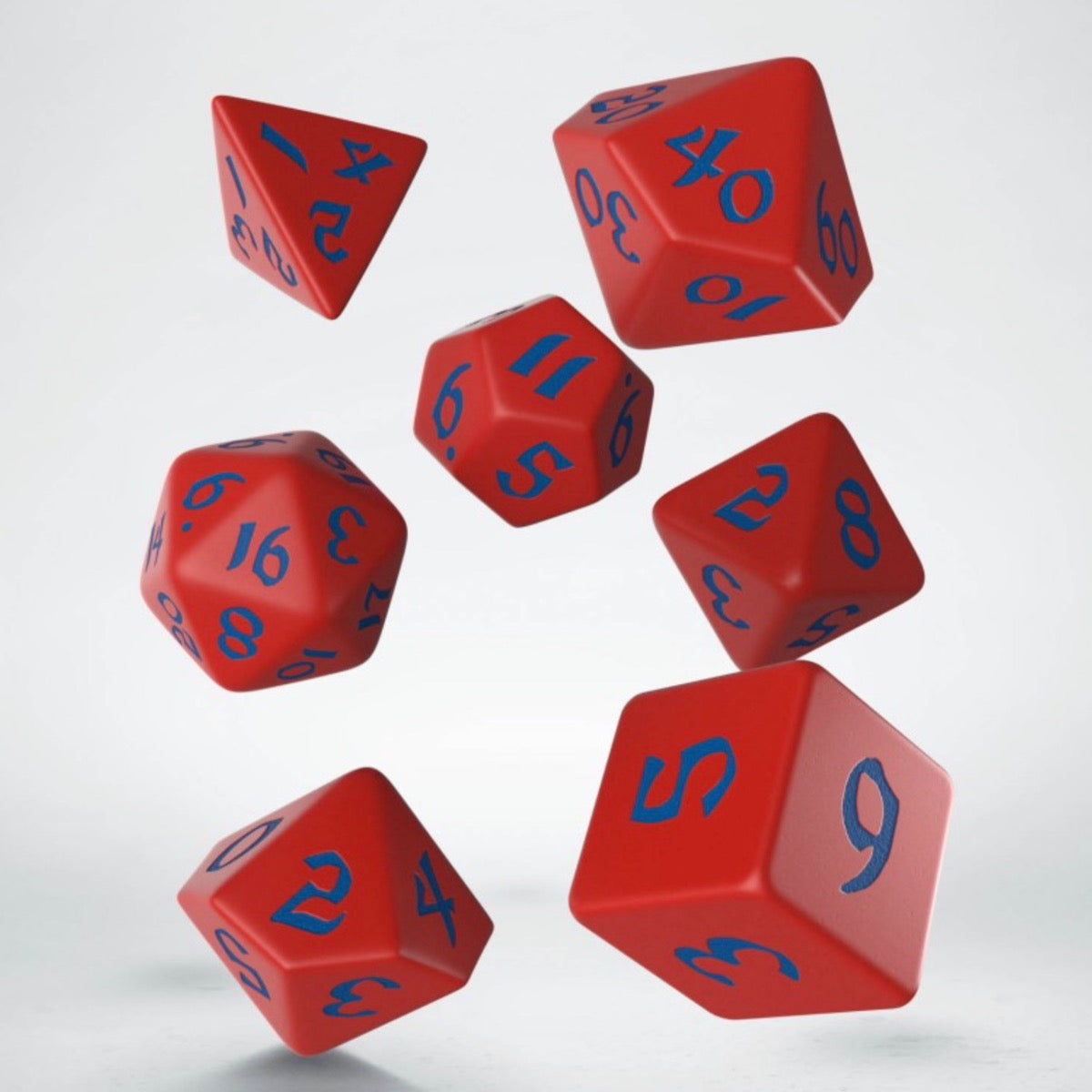 Q Workshop Classic Runic Red & Blue 7 Dice Polyset
