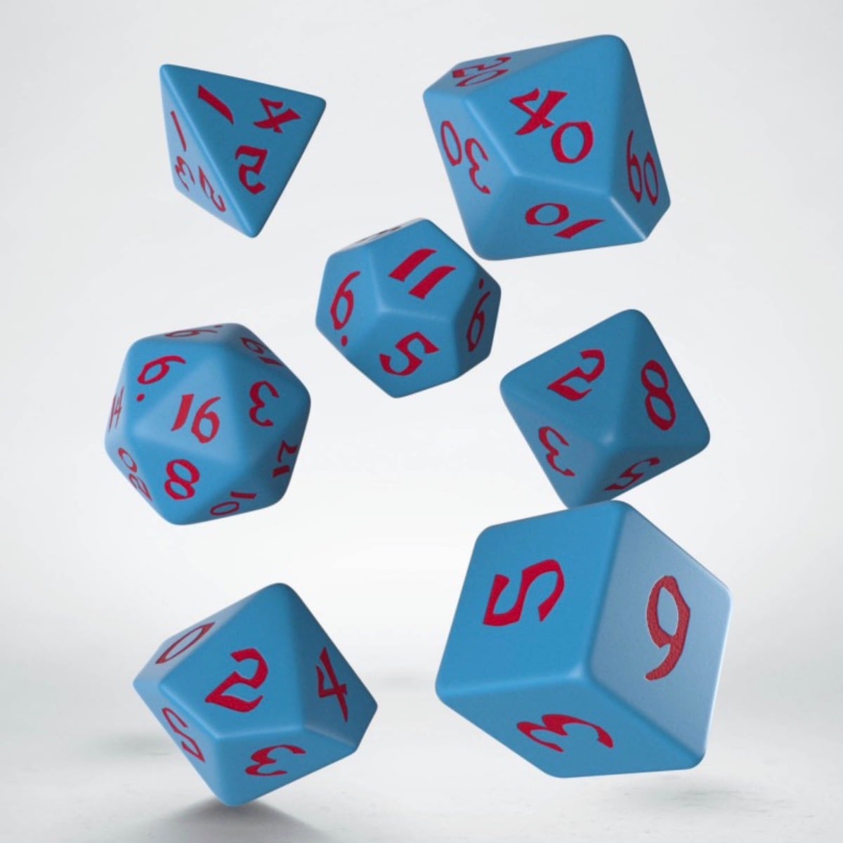 Q Workshop Classic Runic Blue & Red 7 Dice Polyset
