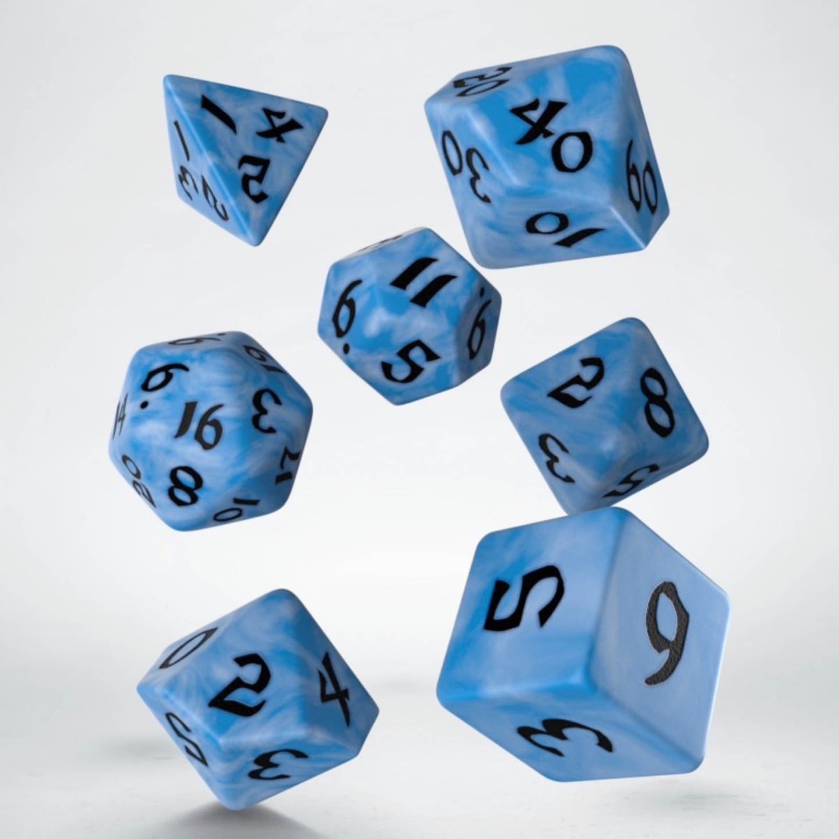 Q Workshop Classic Runic Glacier & Black 7 Dice Polyset