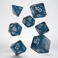 Q Workshop Llama Shimmering Dark Blue & White 7 Dice Polyset