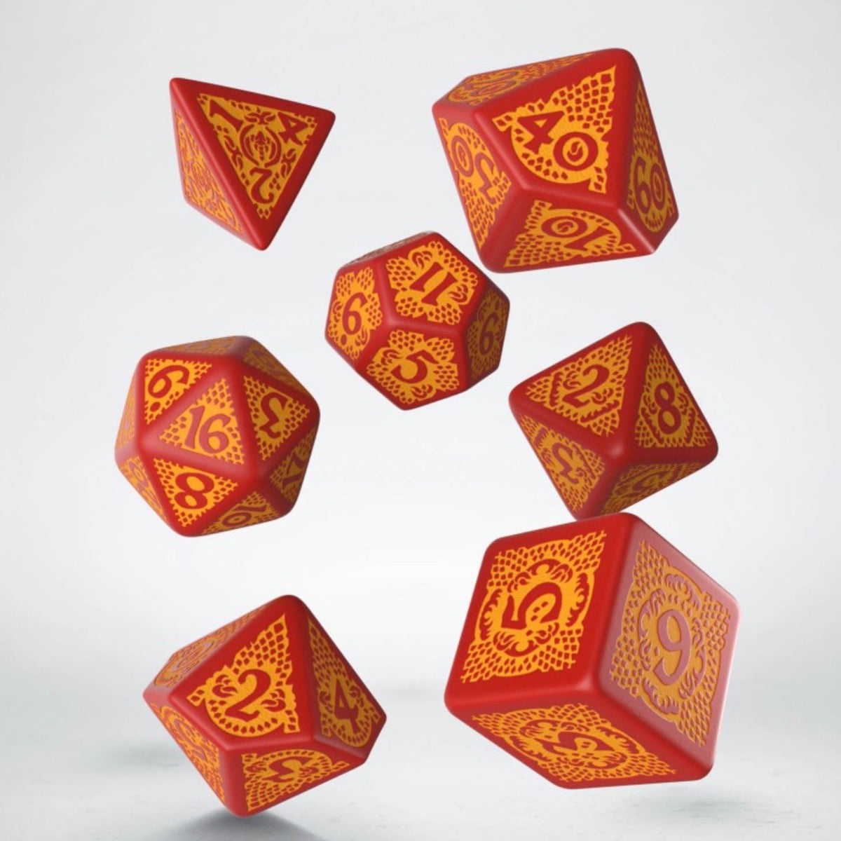 Q Workshop Dragon Slayer Red & Orange 7 Dice Polyset