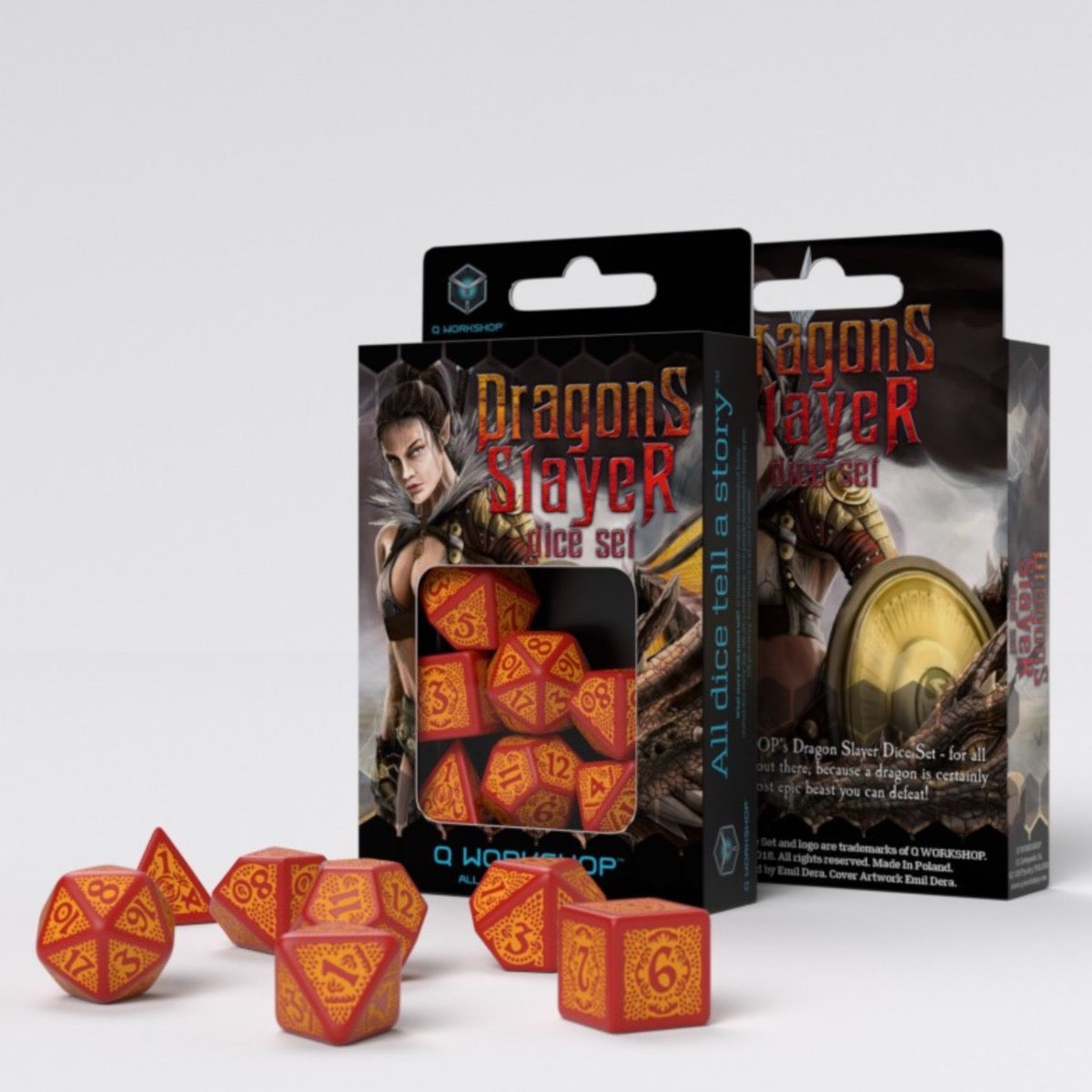 Q Workshop Dragon Slayer Red & Orange 7 Dice Polyset