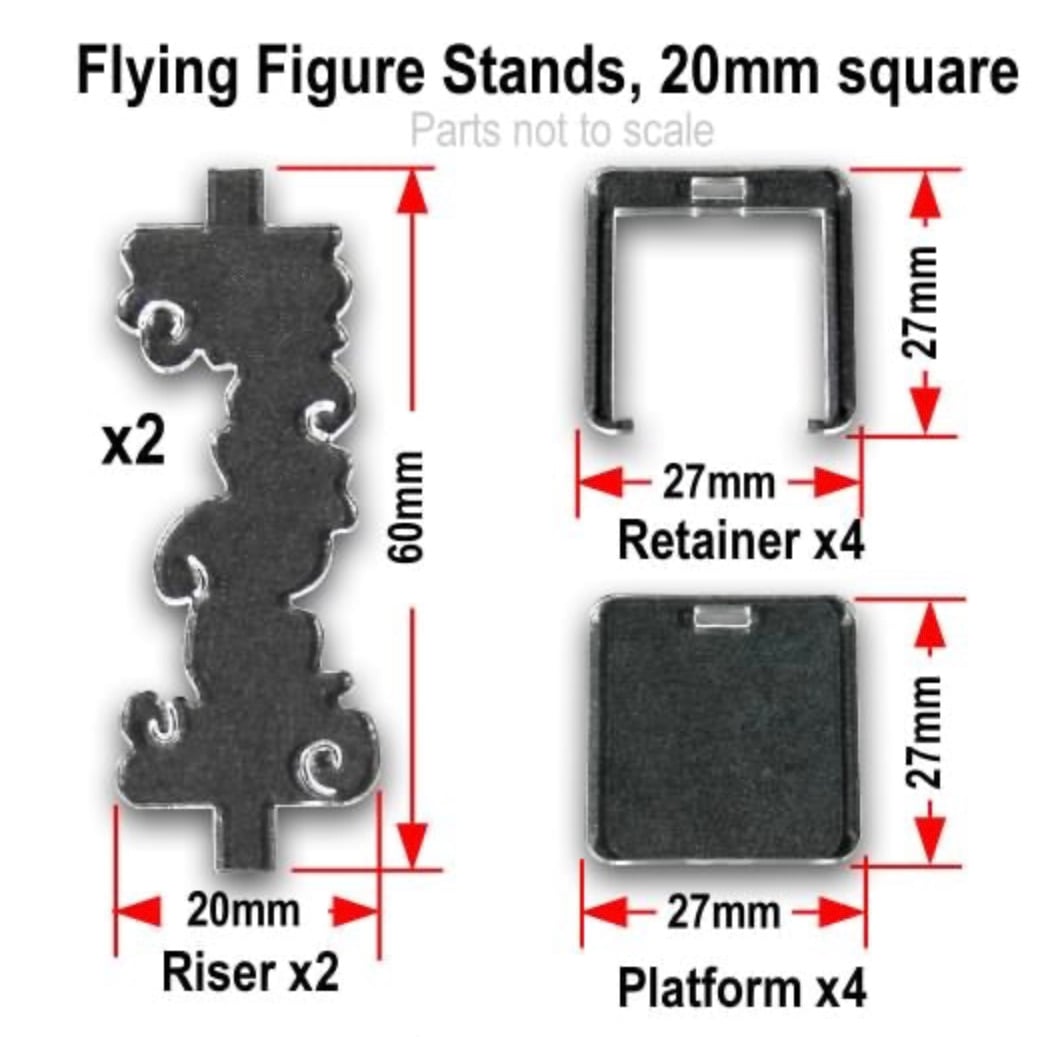 LITKO Flying Miniature Figure Stands 25mm square x 2 (AFS048)